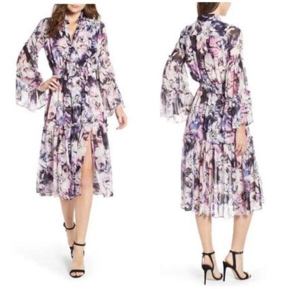 💕MISA LOS ANGELES💕 Merce Dress ~ Purple Floral Print Large EUC - Picture 9 of 12